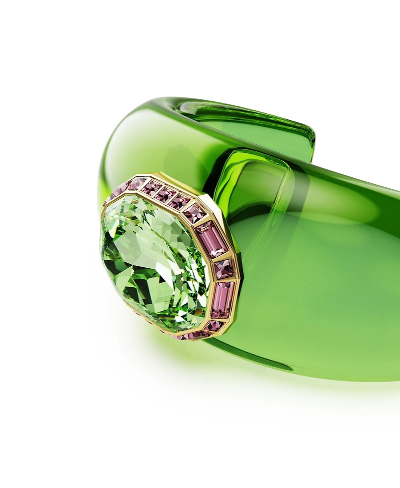 Swarovski Dulcis Octagon Cut Pave Green Gold-Tone Plated Cuff Bracelet