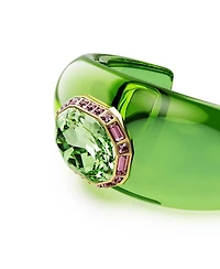 Swarovski Dulcis Octagon Cut Pave Green Gold-Tone Plated Cuff Bracelet