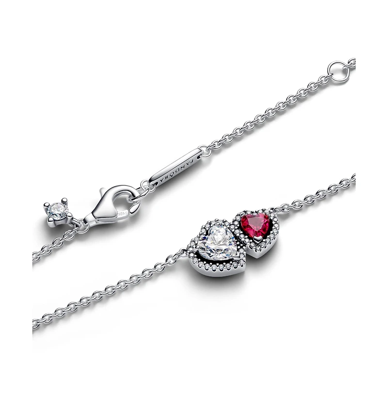 Pandora Sterling Silver Halo Hearts Pendant Necklace