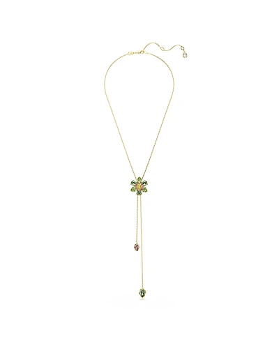 Swarovski Idyllia Mixed Cuts Flower Multicolored Gold-Tone Plated Y Pendant Necklace