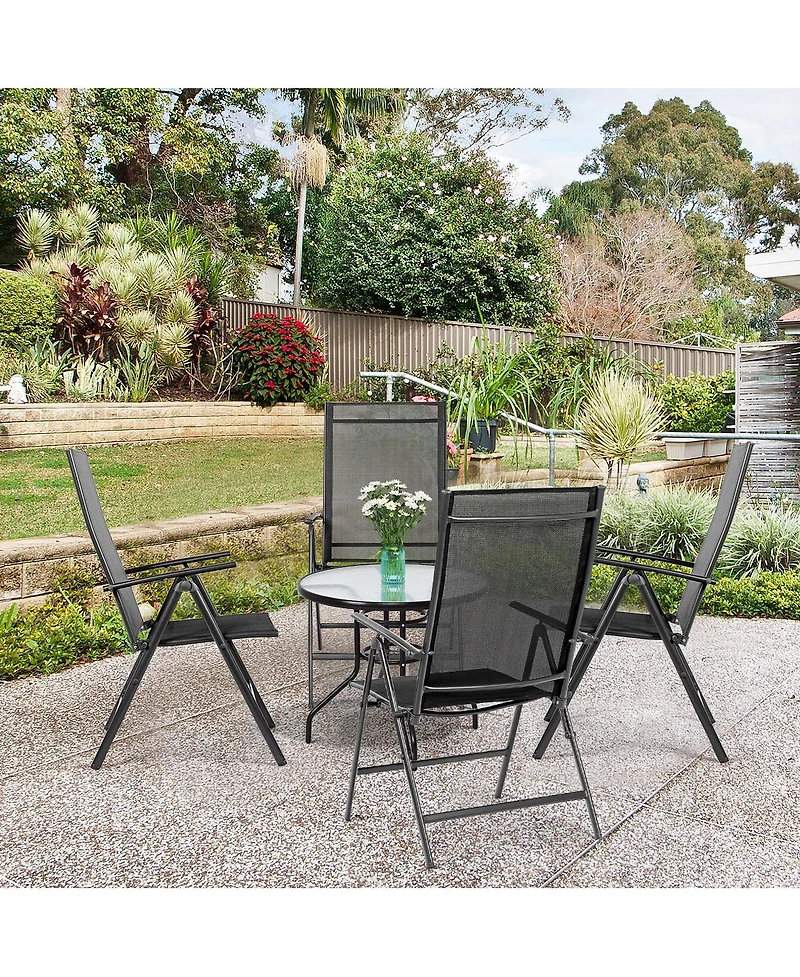 4PCS Patio Folding Dining Chair Recliner Adjustable