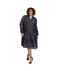 June + Vie Women's Coraline Metallic Print Georgette Dress