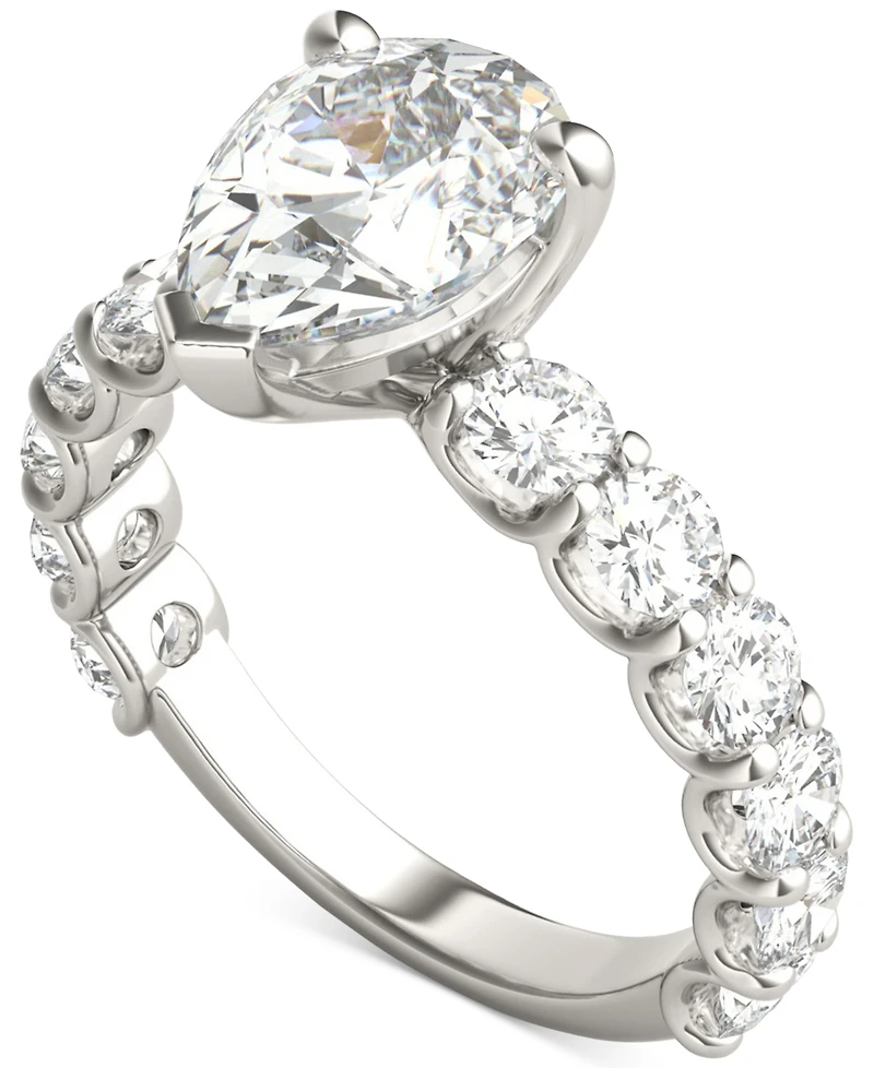 Charles & Colvard Moissanite Solitaire & Trellis-Set Side Stone Ring (3-1/2 ct. t.w.) in 14k White Gold