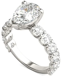 Charles & Colvard Moissanite Solitaire & Trellis-Set Side Stone Ring (3-1/2 ct. t.w.) in 14k White Gold