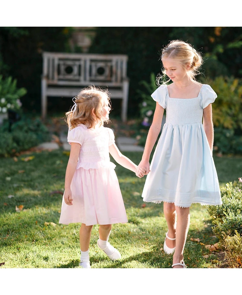 Hope & Henry Toddler Girls Sateen Cap Sleeve Special Occasion Smocked Flower Dress