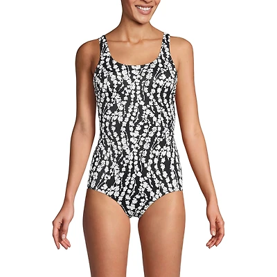 Lands' End Women's D-Cup Tugless Low Leg One Piece Swimsuit