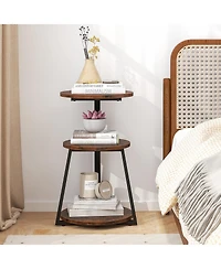 3-Tier Round Accent Side Table with Open Storage Shelves for Small Spaces