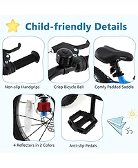 16 Inch Children Bicycle with Training Wheels & Double Disc Brakes Adjustable Seat Magnesium Alloy