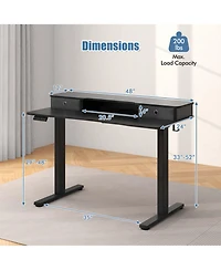 48"x 24" Electric Standing Desk with 2 Drawers Monitor Stand Storage Shelf