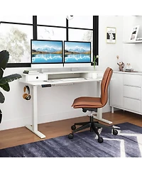 55"x 24" Electric Standing Desk with 2 Drawers Monitor Stand Storage Shelf