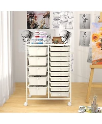 15-Drawer Utility Rolling Organizer Cart Multi-Use Storage