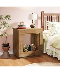 Tribesigns 24" Farmhouse End Table, 2 Tiered Side Table with Shelf Storage