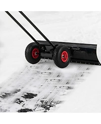 36" Snow Shovel Pusher with 10" Inflatable Wheels Adjustable Handle & Head