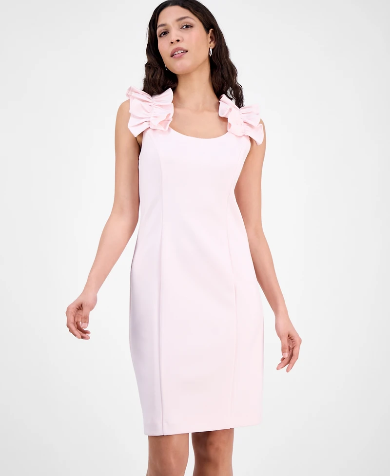 Donna Ricco Women's Ruffled-Strap Sheath Dress