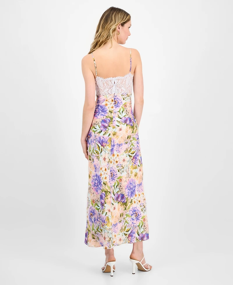 Astr the Label Women's Ivanna Floral Lace-Trim Sweetheart Maxi Dress