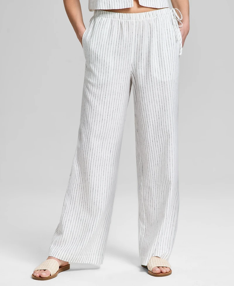 And Now This Women's Wide-Leg Side-Tie Striped Pants, Exclusively at Macy's