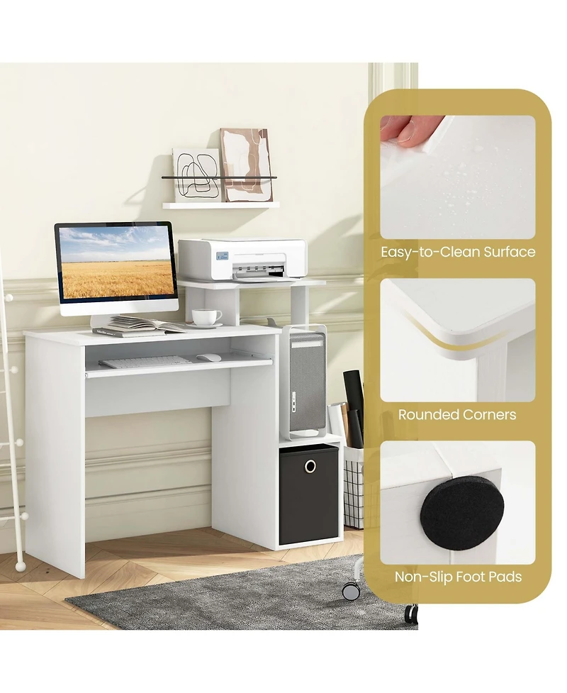 Home Office Computer Desk Space-saving Study Writing with Keyboard Tray
