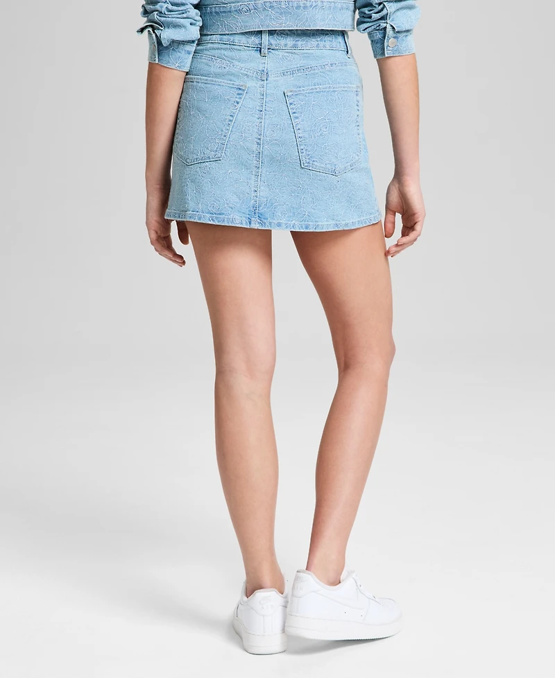 And Now This Women's Floral-Embroidered Denim Mini Skirt, Exclusively at Macy's