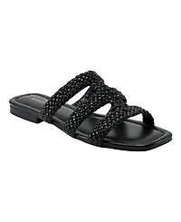 Bandolino Women's Sumer Woven Caged Flat Slide Sandals