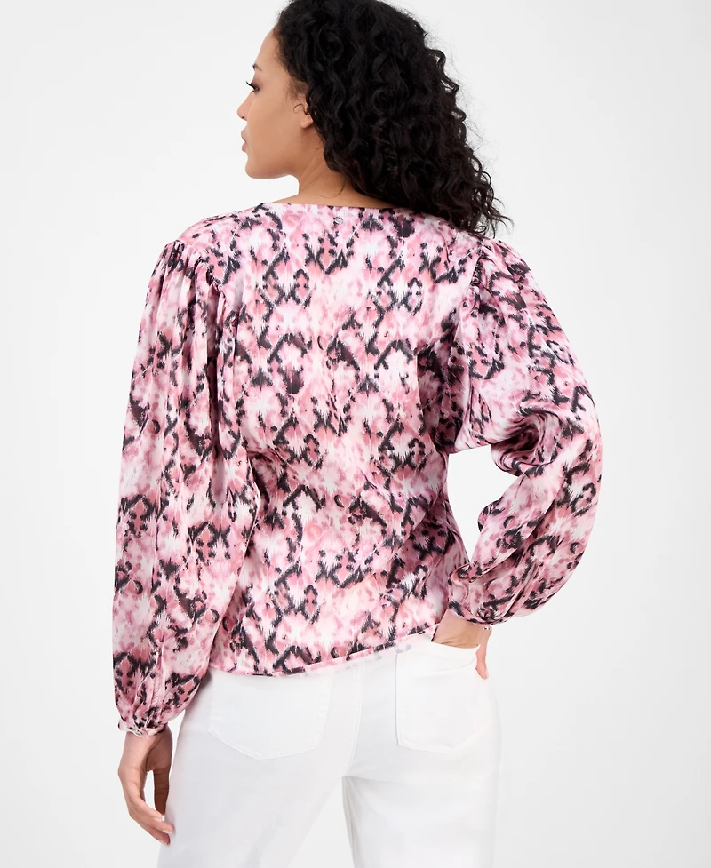 Boss Orange Women's Printed Long-Sleeve V-Neck Blouse