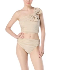 Carmen Marc Valvo Womens One Shoulder Swim Top Bikini Bottoms