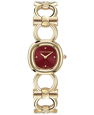 Ferragamo Women's Swiss Double Gancini Gold Ion Plated Link Bracelet Watch 25mm