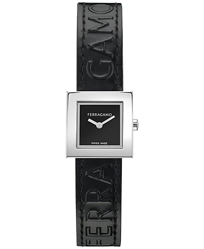 Ferragamo Women's Swiss Portrait Black Leather Strap Watch 20mm
