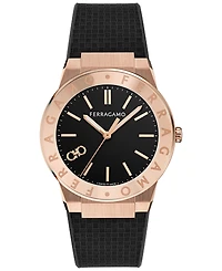 Ferragamo Men's Swiss Black Polyurethane Strap Watch 41mm