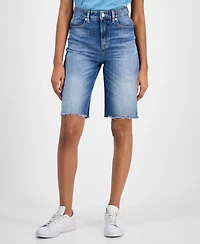 Boss Orange Women's High-Rise Raw-Edge Denim Shorts