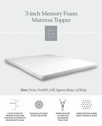 Ella Jayne 3" Memory Foam Mattress Topper, California King