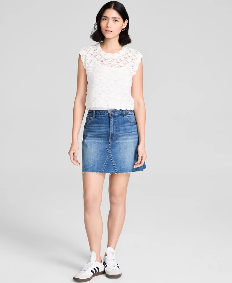 And Now This Women's Crewneck Scalloped Sweater Vest