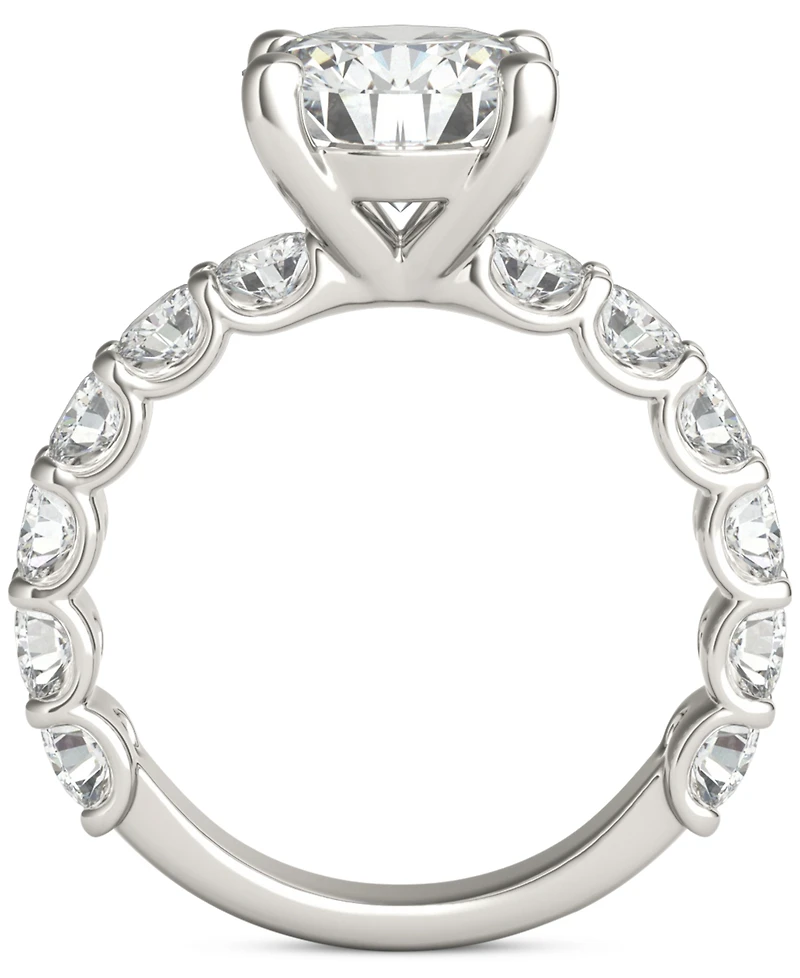 Charles & Colvard Moissanite Solitaire Trellis-Set Side Stone Ring (3-3/4 ct. t.w.) 14k White Gold