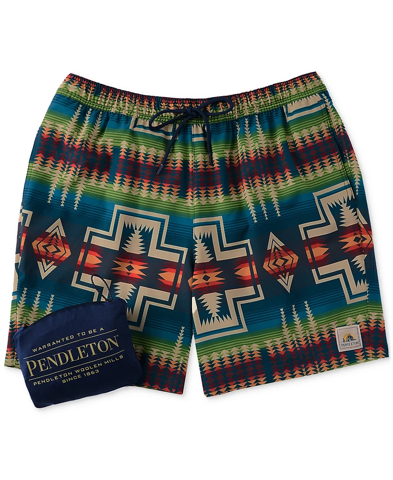 Pendleton Men's Printed 7" Packable Swim Trunk