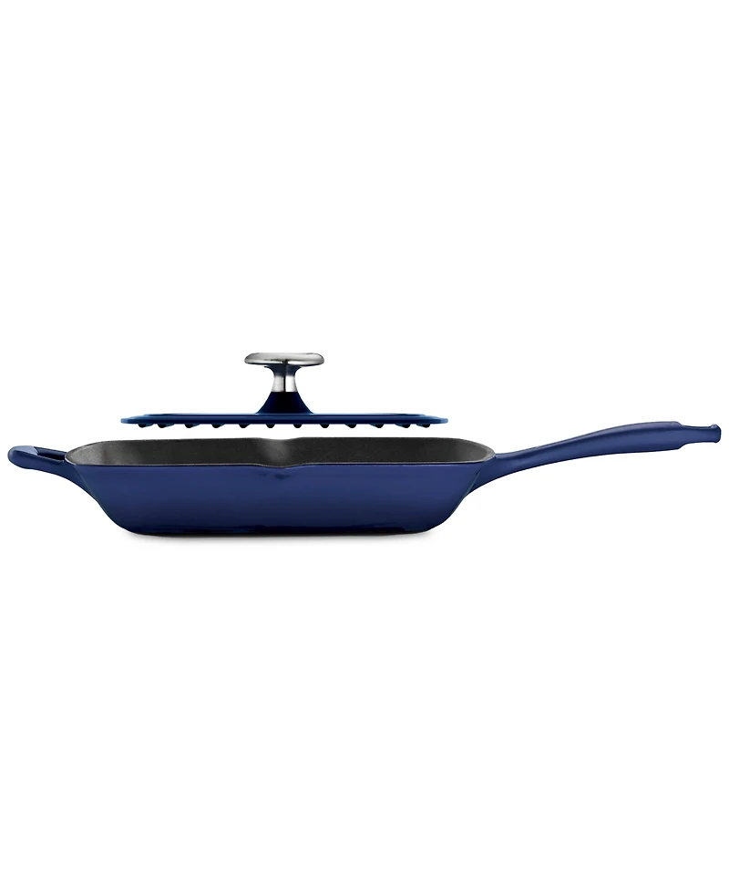 Tramontina Bestow 11-Inch Cast Iron Enameled Grill Pan with Press