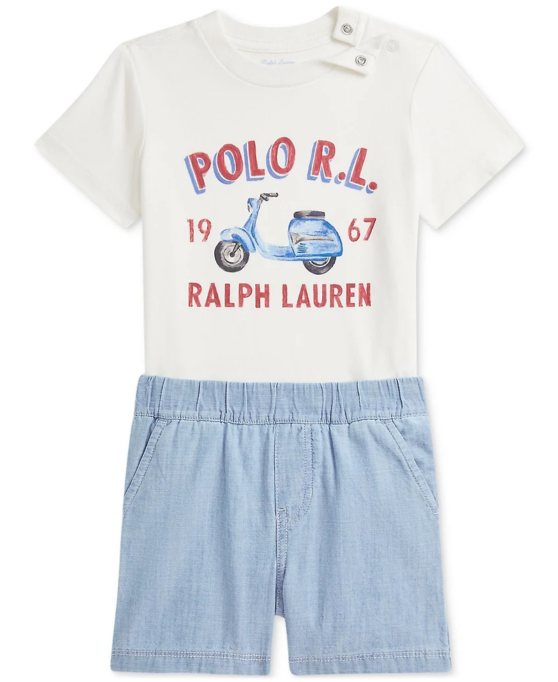 Polo Ralph Lauren Baby Boys Jersey Tee & Chambray Short Set