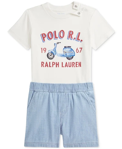 Polo Ralph Lauren Baby Boys Jersey Tee & Chambray Short Set