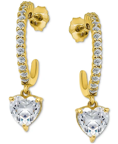 Giani Bernini Cubic Zirconia Heart Hoop Earrings (3-1/20 ct. t.w.) 18k Gold over Sterling Silver