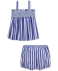 Polo Ralph Lauren Baby Girls Striped Cotton Poplin Top & Bloomer Set