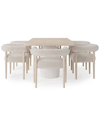Lunare 7-Pc. Dining Set (Rectangular Table & 6 Rolled Back Chairs)