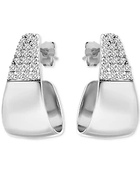 Giani Bernini Cubic Zirconia J-Shaped Hoop Earrings Sterling Silver, Exclusively at Macy's