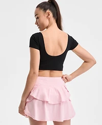 Ideology Women's Soft Rib Short-Sleeve Crop Top