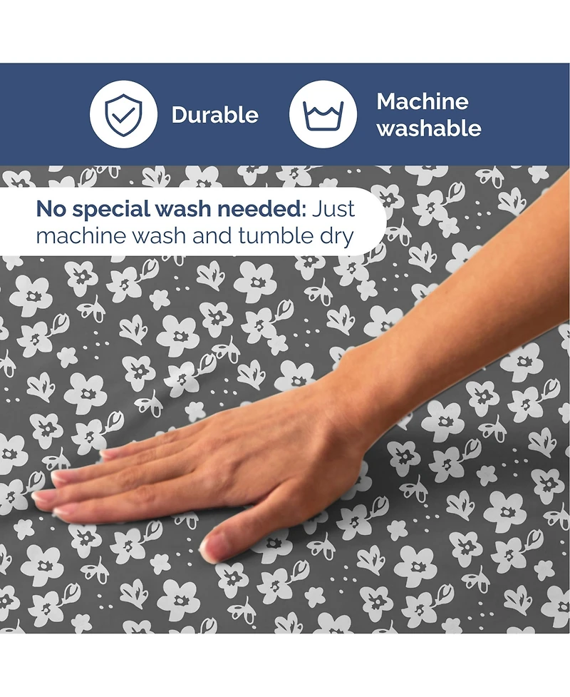 4 Piece Microfiber Floral Sheet Set - Queen