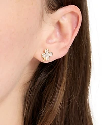 Kate Spade New York Lucky Charm Gold-Tone Pave Crystal Clover Stud Earrings
