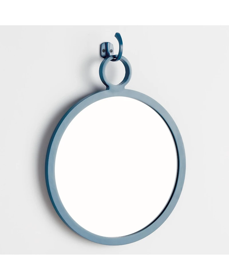 19.5"L x 0.75"H x 16"W Eliana Blue Framed Round Decorative Wall Mirror