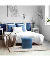 Sorbus Faux Suede Storage Ottoman Cube - Plush Cushion, Hidden Storage, Lightweight & Portable. Folds Flat