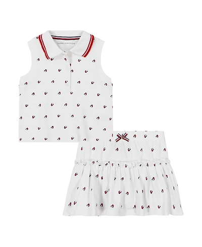 Tommy Hilfiger Baby Girl 2-Piece Sleeveless Pique Polo and Bloomer Shorts Set