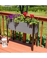 Acacia Wood Raised Garden Bed with Legs - 31-Inch H Powder-Coated Steel Frame Removable Planter Bag