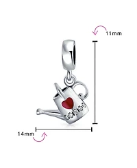 Bling Jewelry Love Red Heart Watering Can Dangle Charm Bead Enamel Sterling Silver Bracelet