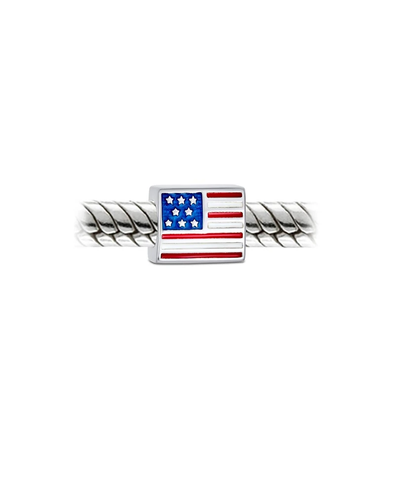 Bling Jewelry Patriotic Usa Flag Star Charm Bead in Sterling Silver European Bracelets
