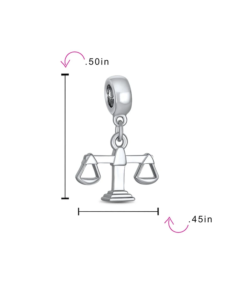 Bling Jewelry Judge Lawyer Scales Of Justice Libra Zodiac Dangle Charm Bead Sterling Silver